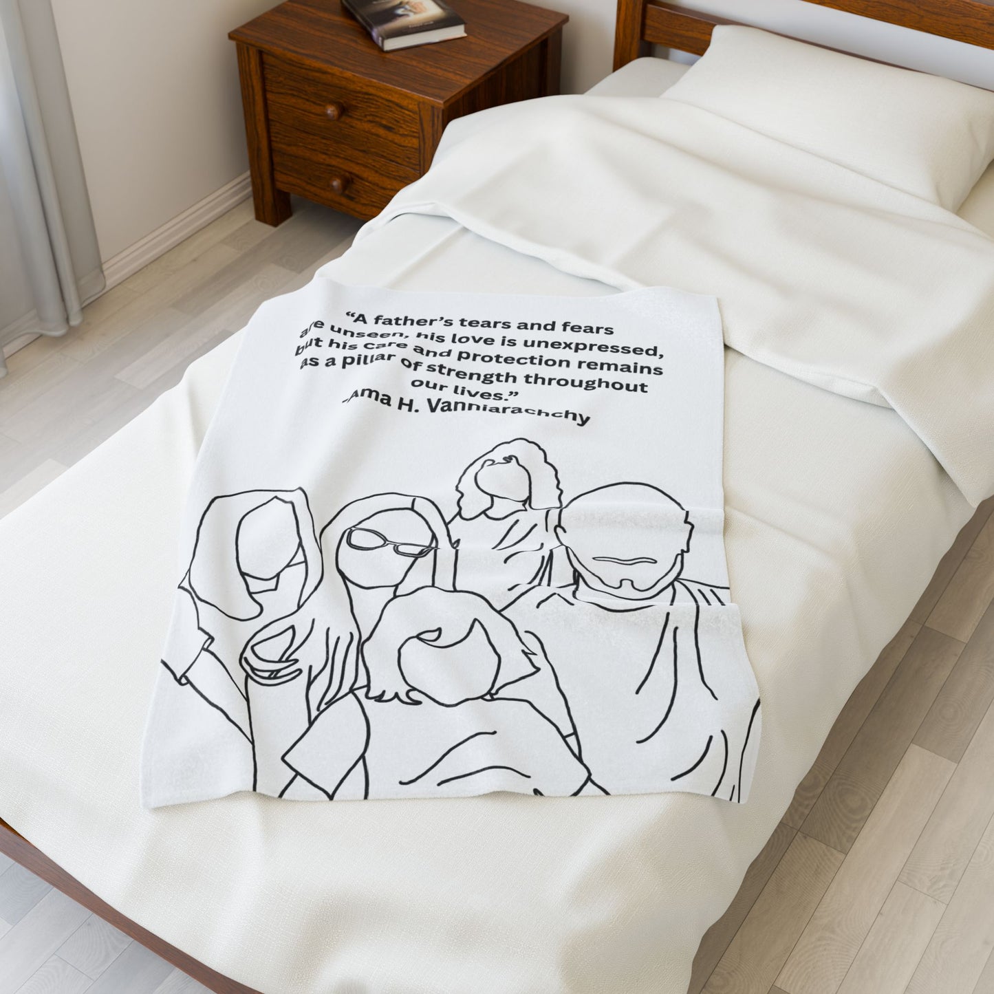 Custom Family Drawing Velveteen Plush Blanket