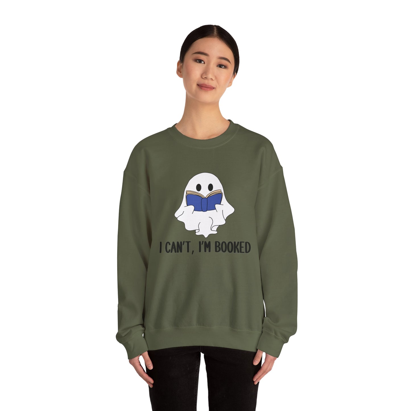 I Can't, I'm Booked, Ghost Crewneck Sweatshirt