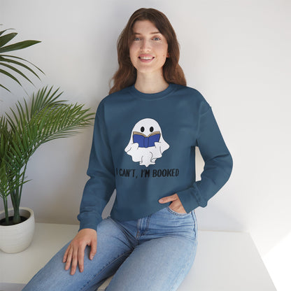 I Can't, I'm Booked, Ghost Crewneck Sweatshirt