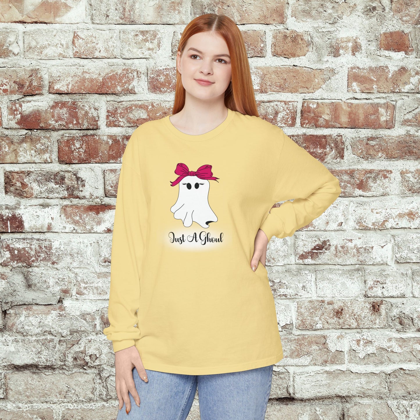 Just A Ghoul Long Sleeve Comfort Colors Shirt