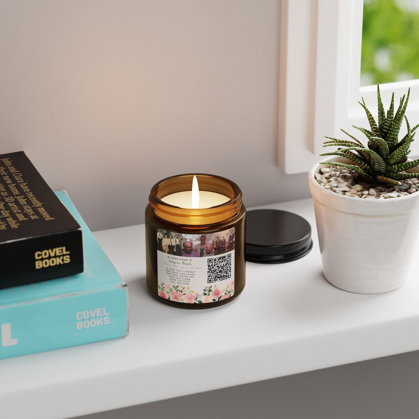Memorial Soy Candle with Photo & QR Code