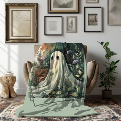 Whimsical Ghost Minky Blanket - Cozy Throw for Fall, Halloween, or Home Décor, Soft Plush Blanket, Ideal Gift for Kids and Adults