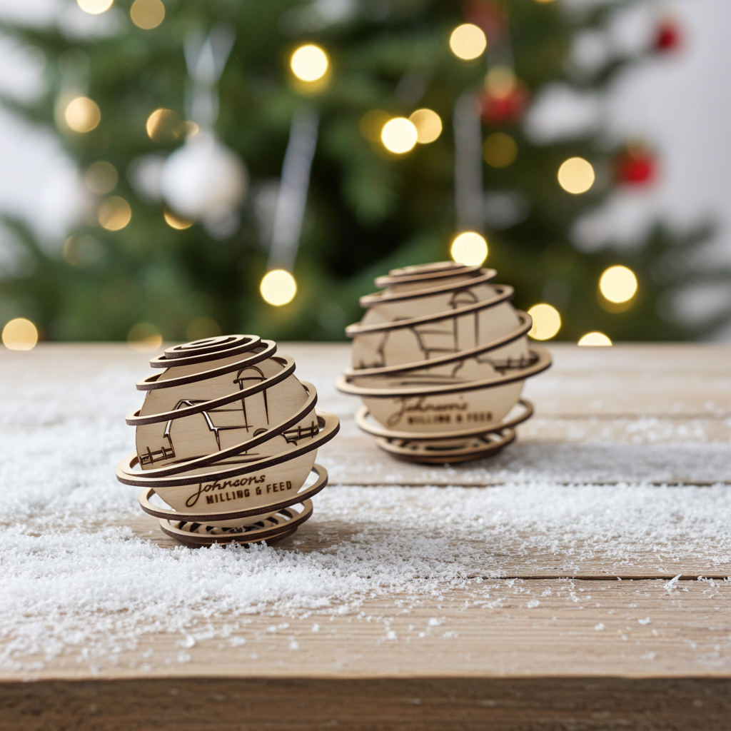 Custom Logo Wooden Spiral Ornaments