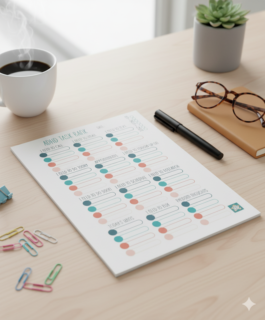 The ADHD Task Bank Notepad | 50-Page Brain Dump Organizer