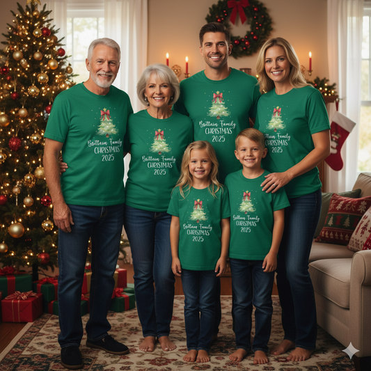 Personalizable Family Christmas Tree Shirt 2025
