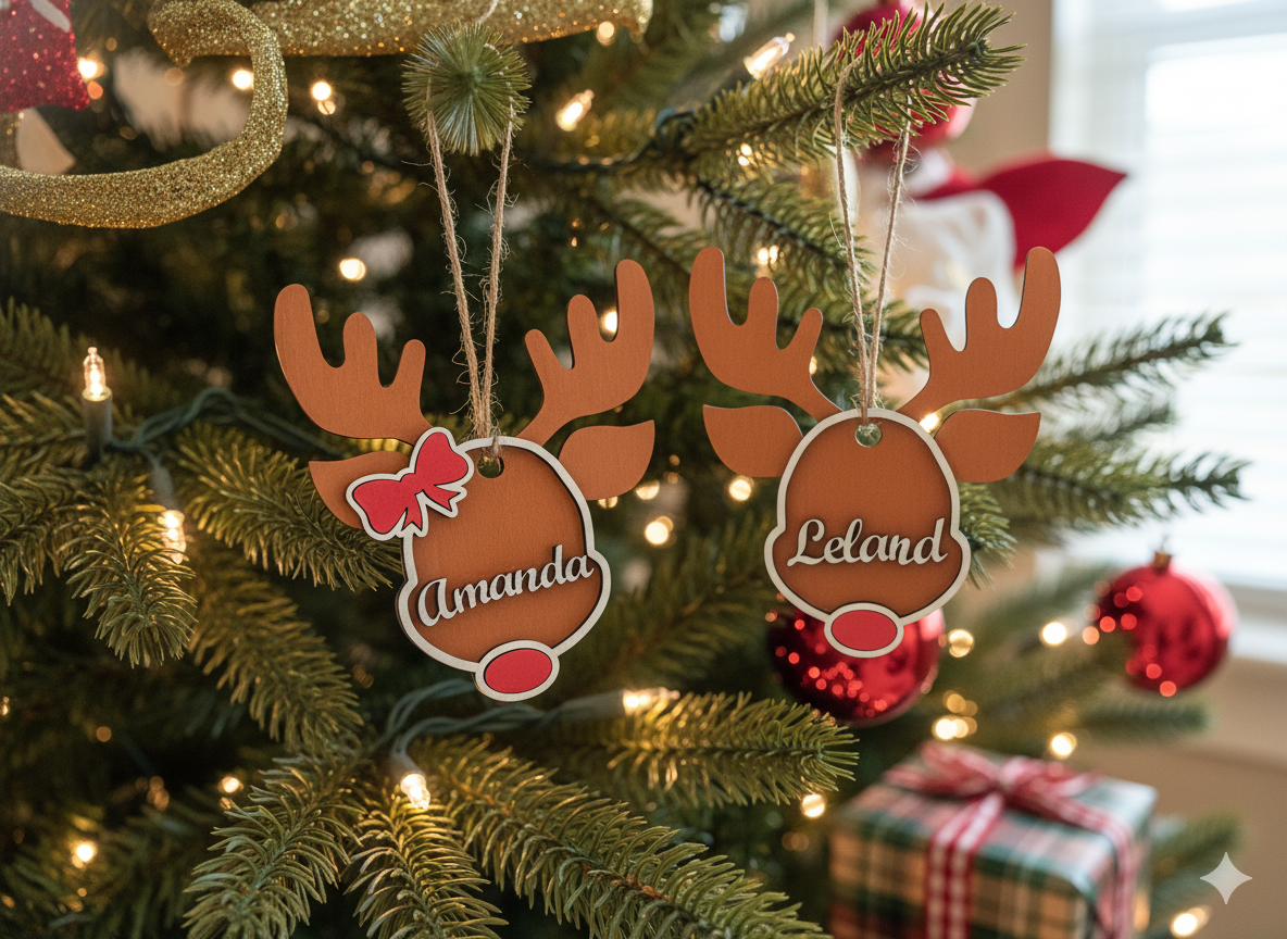 Personalized Reindeer Family Ornaments