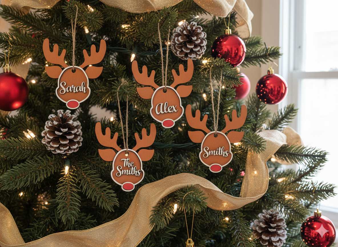 Personalized Reindeer Family Ornaments