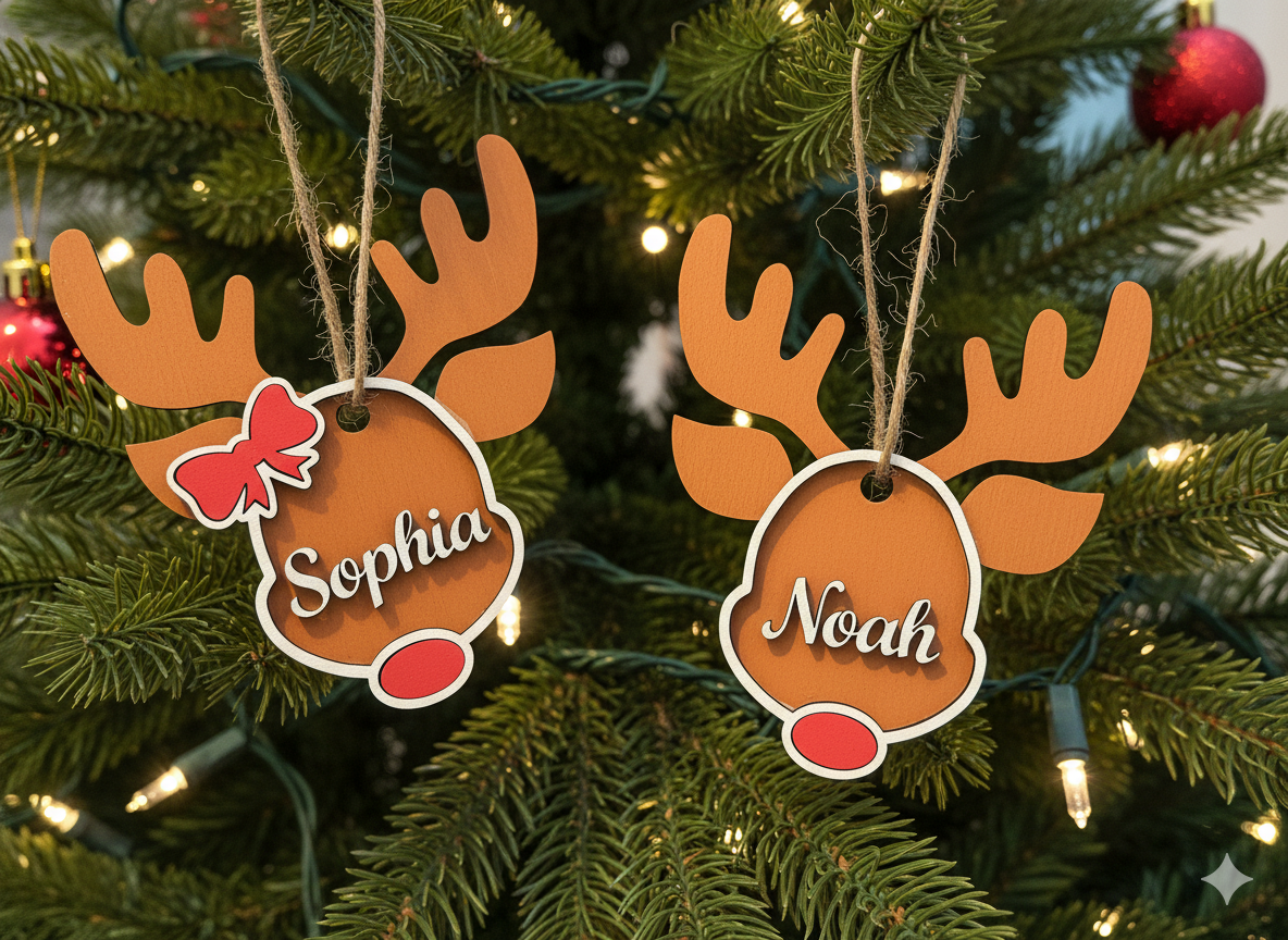 Personalized Reindeer Family Ornaments