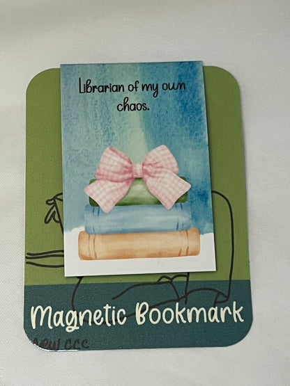 Watercolor Coquette Bow & Books Magnetic Book Marks