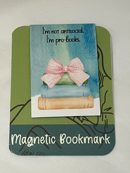 Watercolor Coquette Bow & Books Magnetic Book Marks
