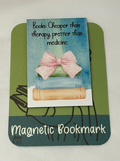 Watercolor Coquette Bow & Books Magnetic Book Marks