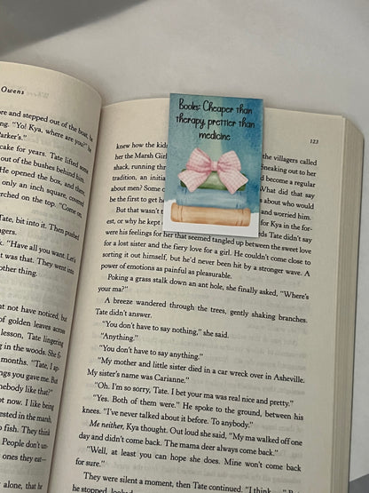 Watercolor Coquette Bow & Books Magnetic Book Marks