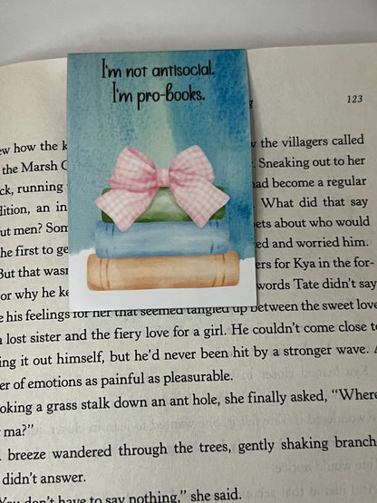 Watercolor Coquette Bow & Books Magnetic Book Marks
