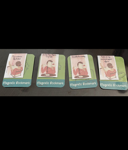 Watercolor Relaxing Lady Magnetic Bookmarks
