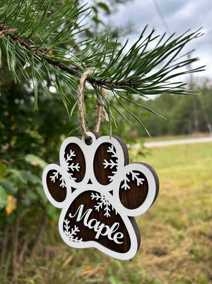 Double-Sided Dog Paw Personalized Christmas Ornament