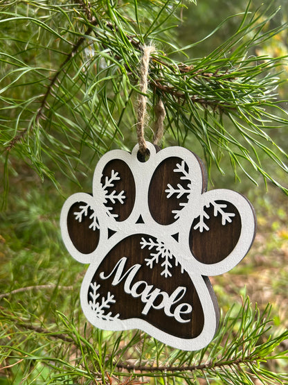 Double-Sided Dog Paw Personalized Christmas Ornament