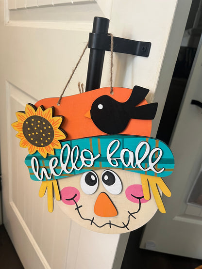 Hello Fall Scarecrow Door Hanger