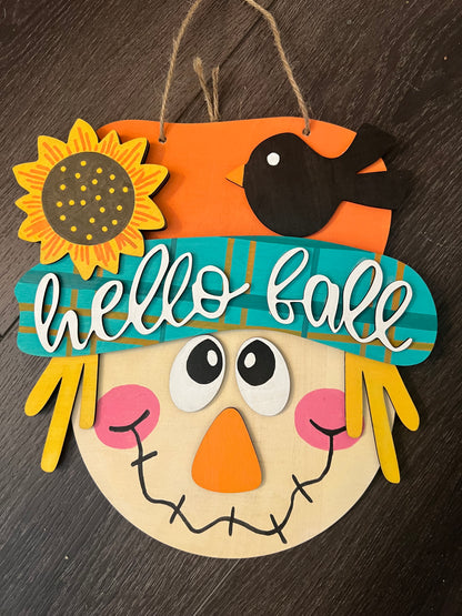 Hello Fall Scarecrow Door Hanger