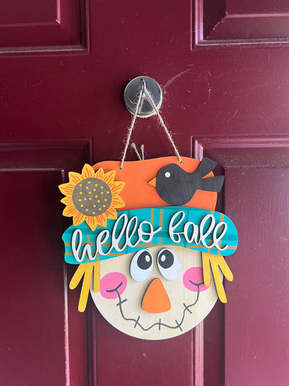 Hello Fall Scarecrow Door Hanger