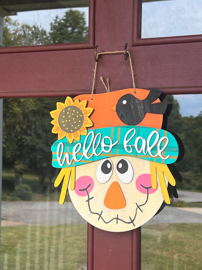 Hello Fall Scarecrow Door Hanger