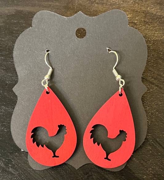Red Chicken Earrings