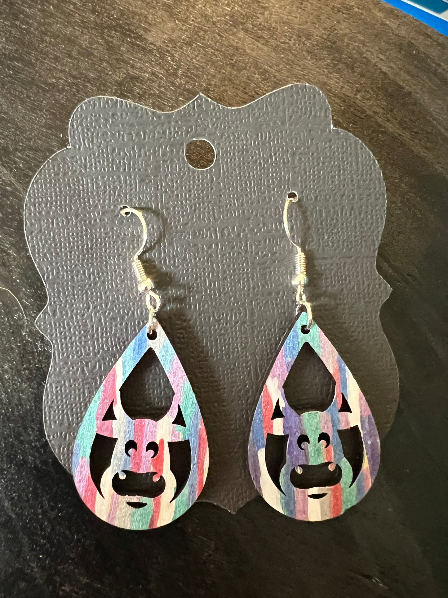 Colorful Cow Wooden Earrings
