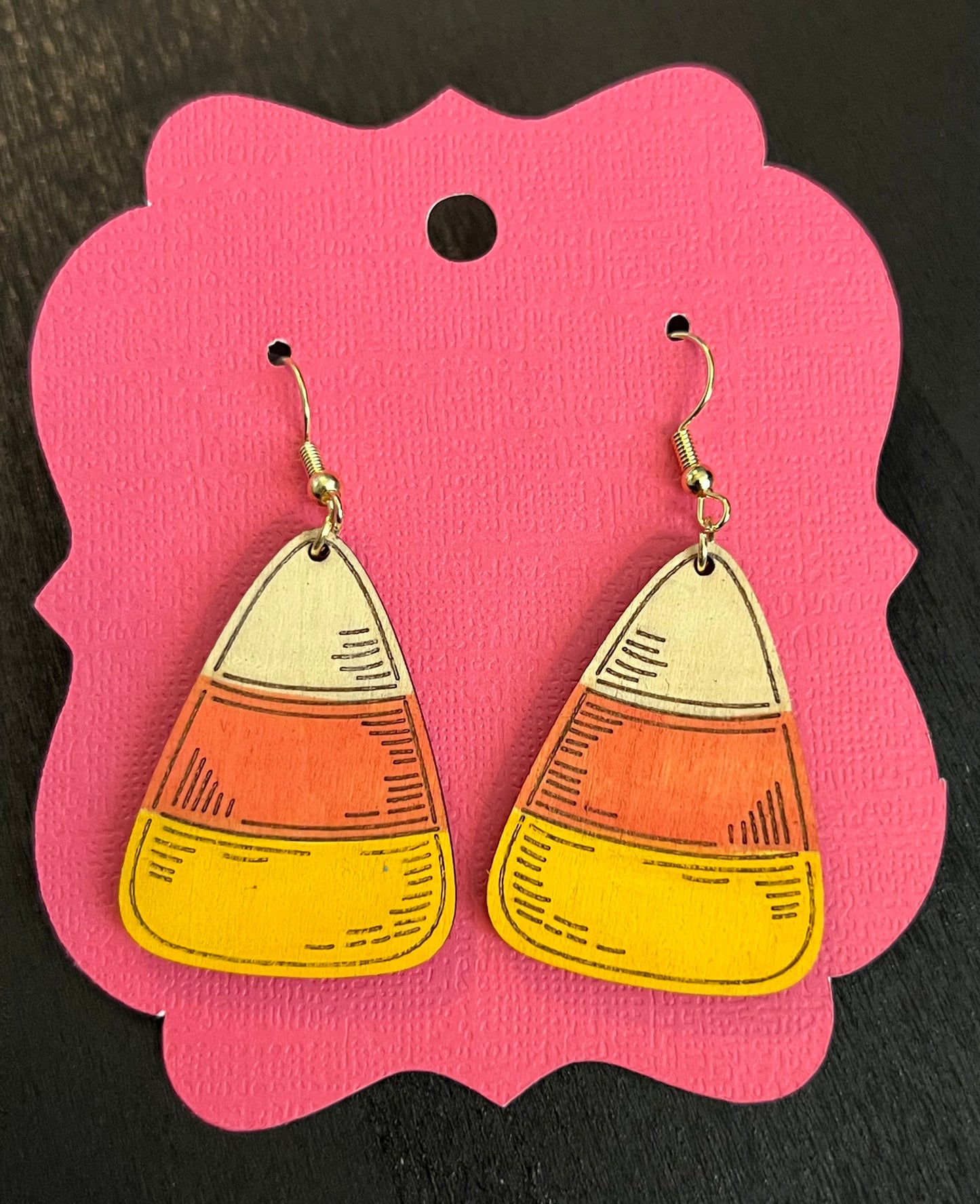 Candy Corn Wooden Earrings