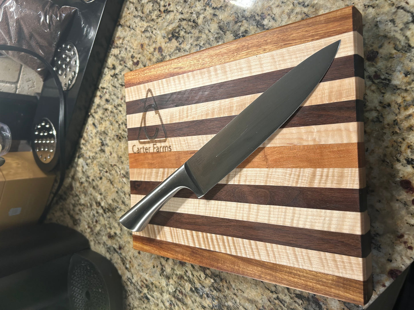 Handcrafted Ambrosia Maple & Cherry Cutting Board with Side Handles