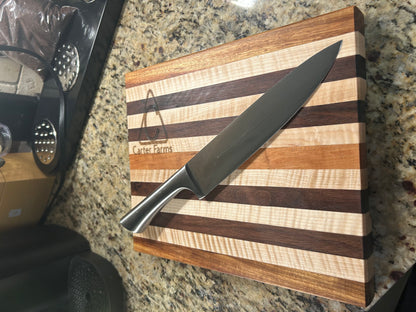 Handcrafted Ambrosia Maple & Cherry Cutting Board with Side Handles