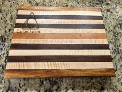 Handcrafted Ambrosia Maple & Cherry Cutting Board with Side Handles