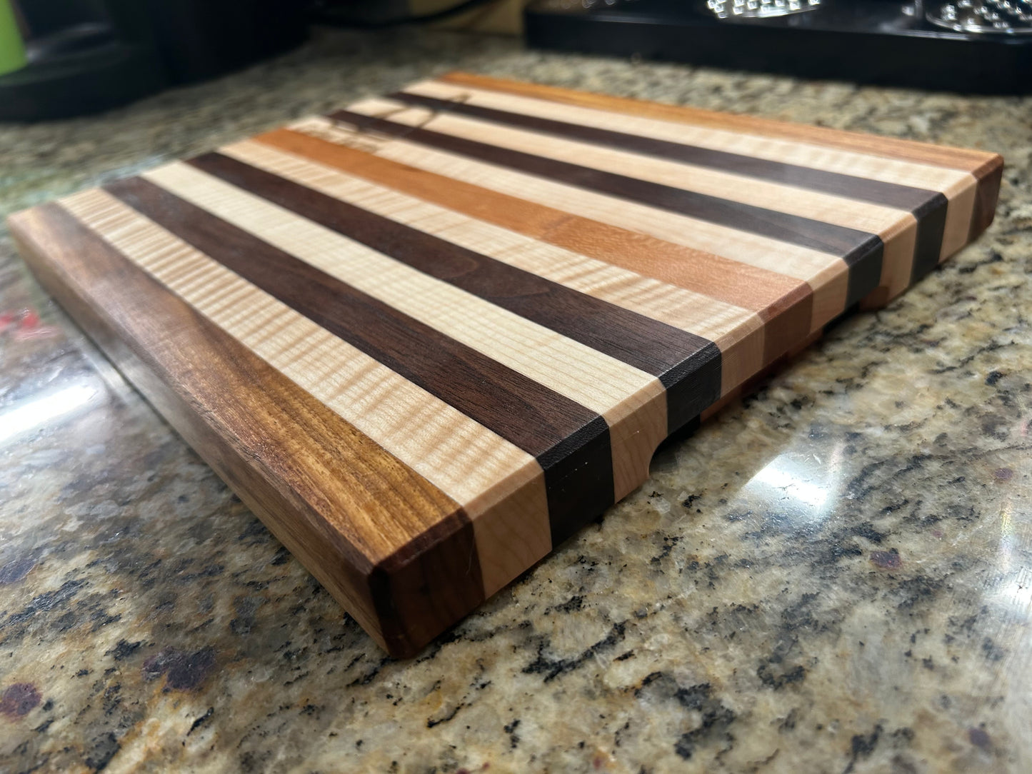 Handcrafted Ambrosia Maple & Cherry Cutting Board with Side Handles