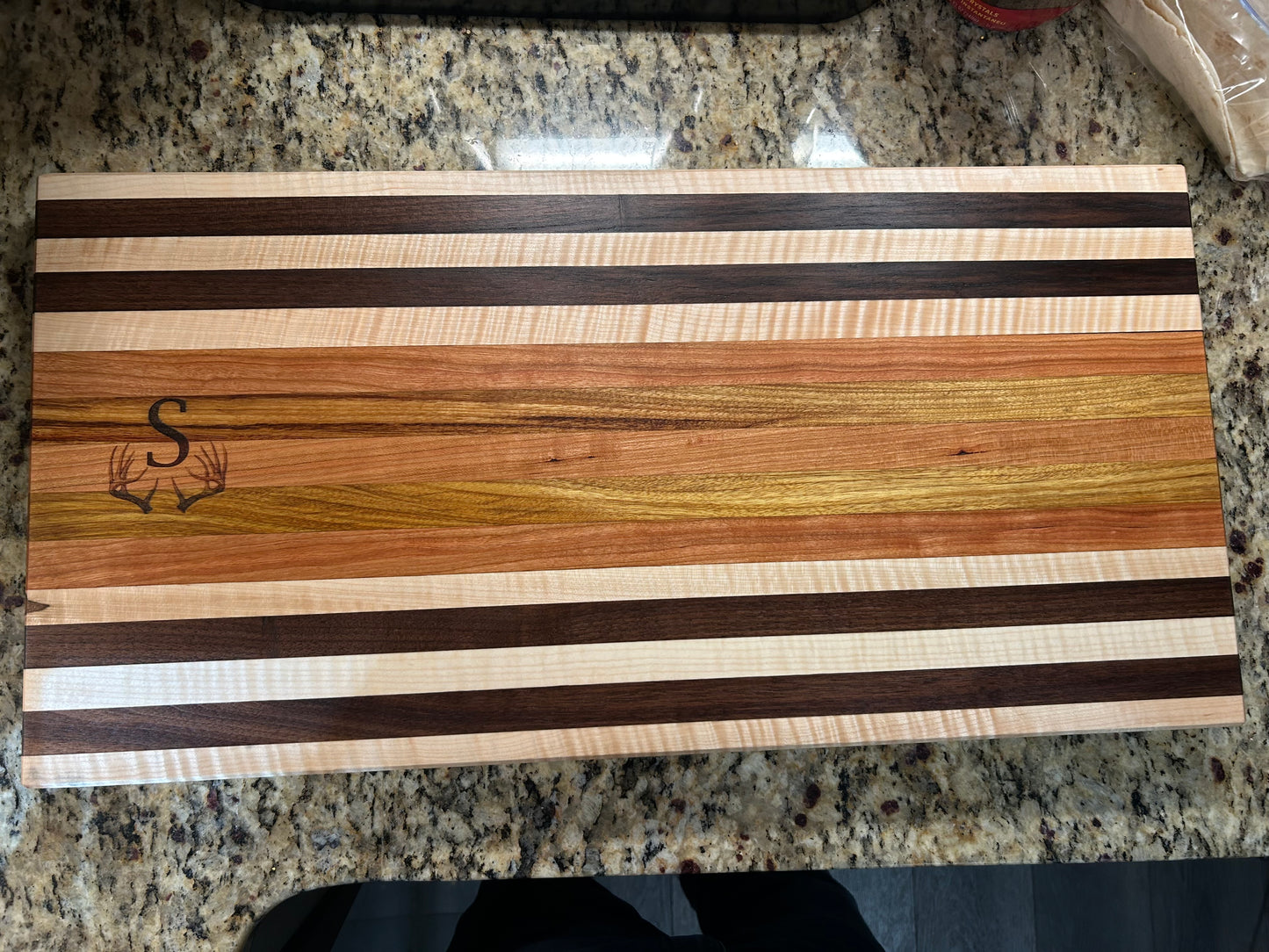 Handcrafted Ambrosia Maple & Cherry Cutting Board with Side Handles