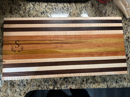 Handcrafted Ambrosia Maple & Cherry Cutting Board with Side Handles