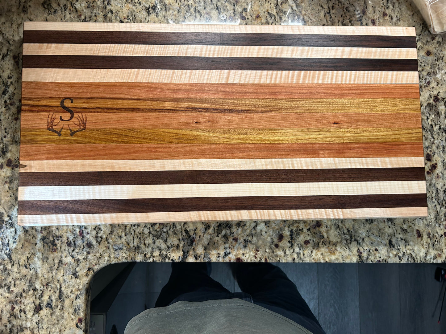 Handcrafted Ambrosia Maple & Cherry Cutting Board with Side Handles