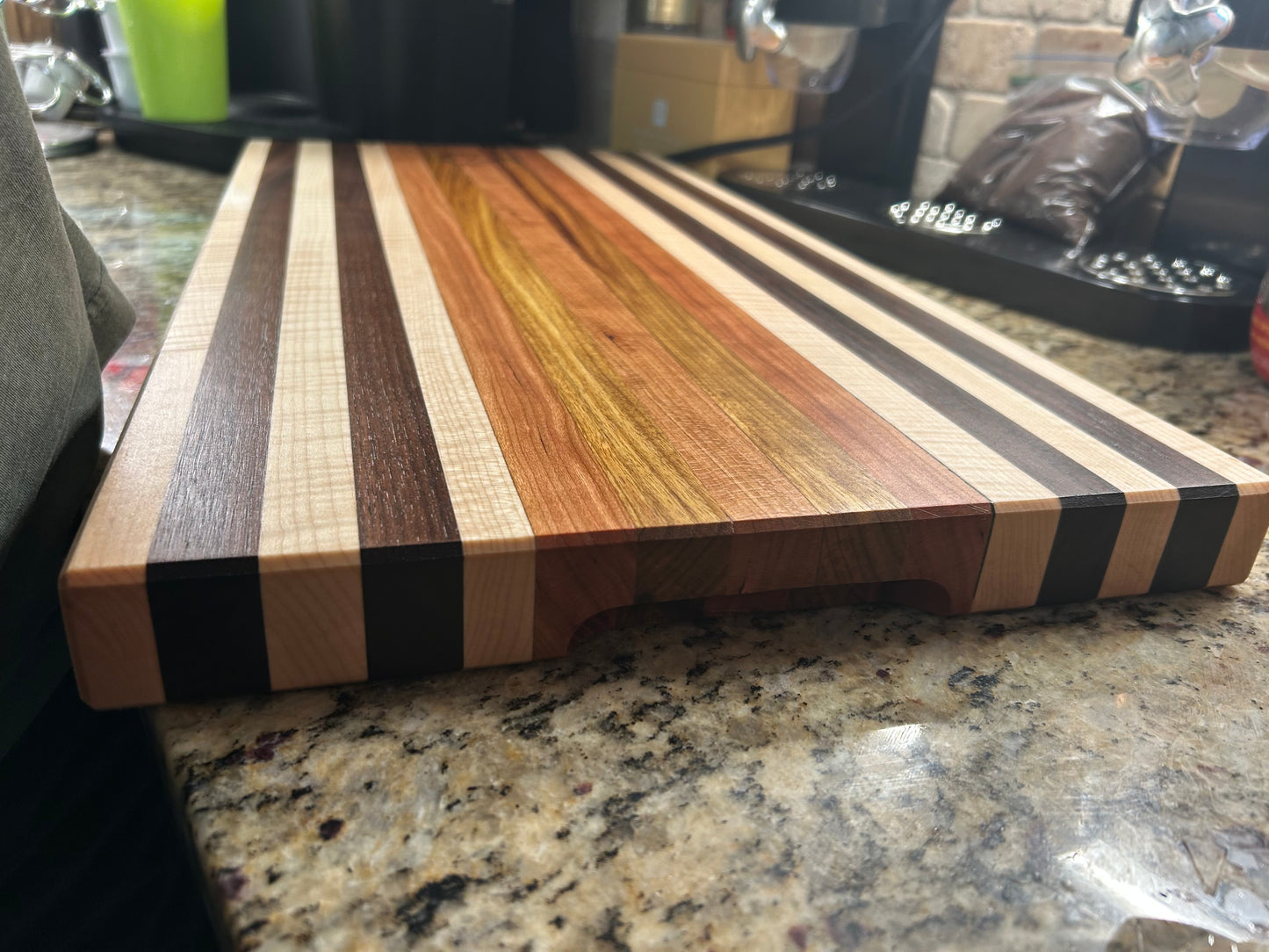Handcrafted Ambrosia Maple & Cherry Cutting Board with Side Handles