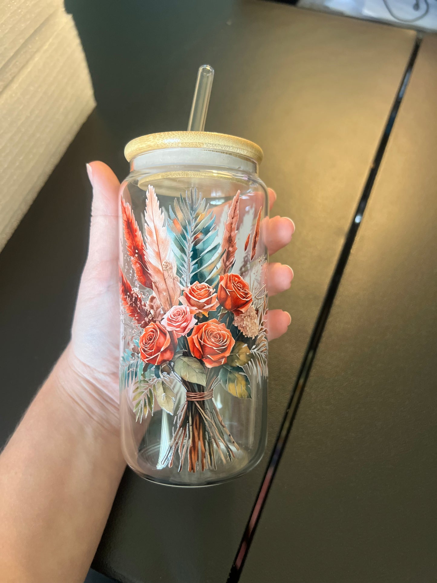 Fall Wildflower Glass Can (18.7 oz)
