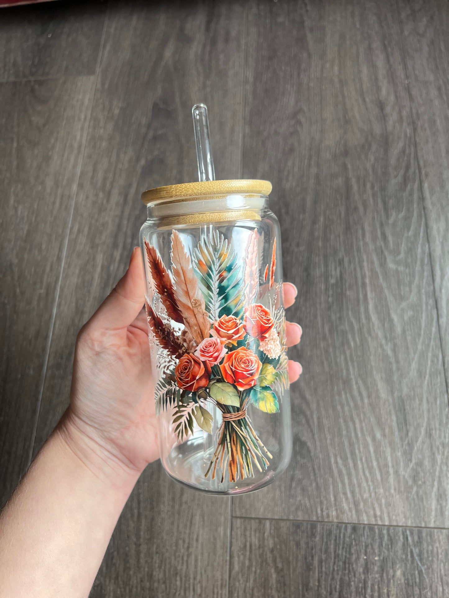 Fall Wildflower Glass Can (18.7 oz)