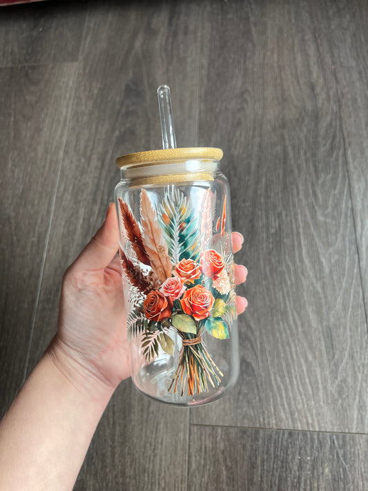 Fall Wildflower Glass Can (18.7 oz)