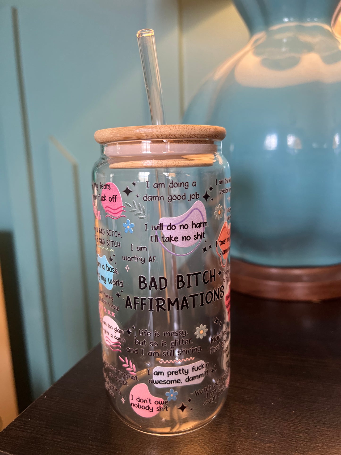 Bad B*tch Affirmations Glass Can (18.7 oz)