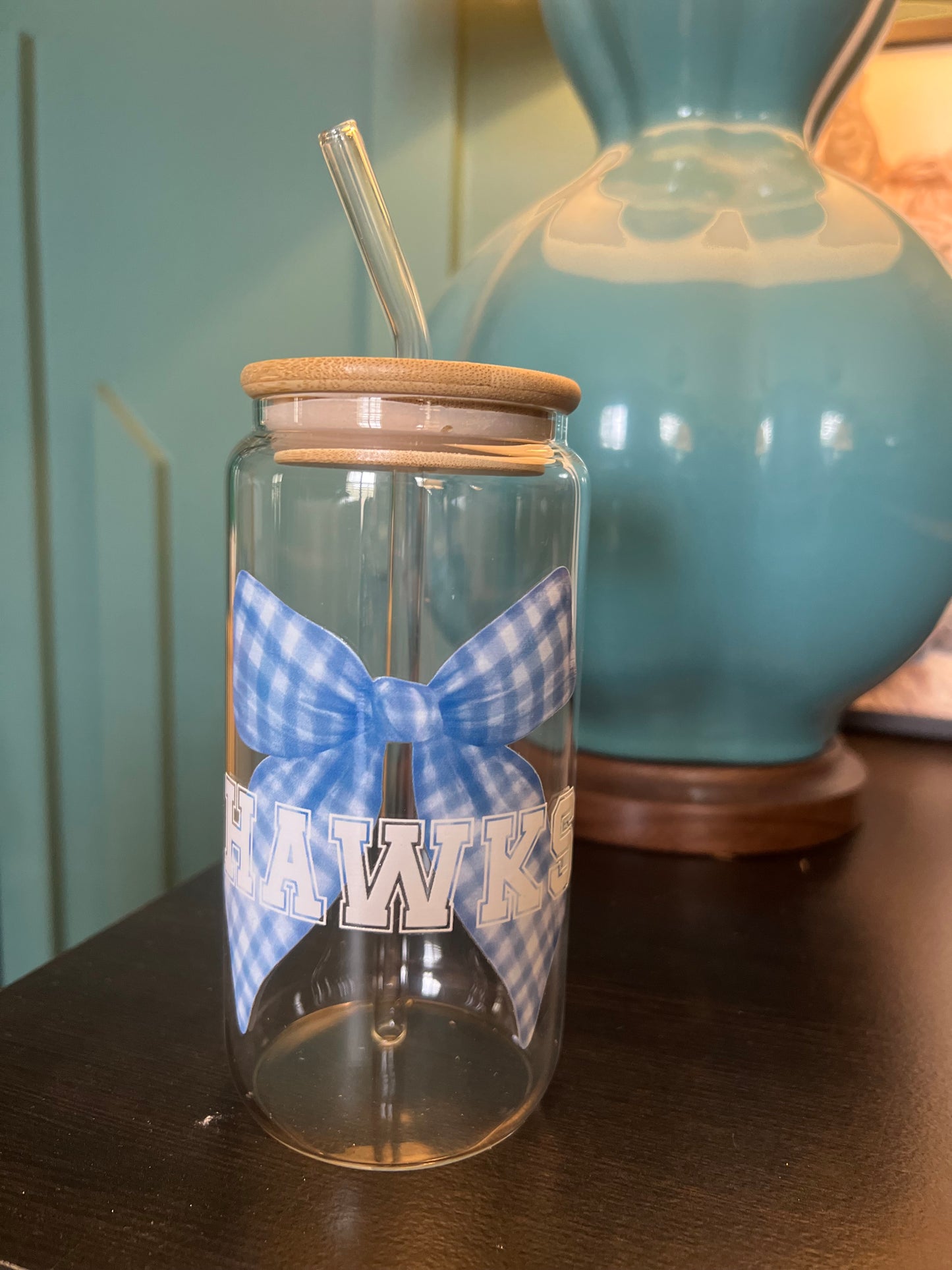 Coquette Bow Hawks Glass Can (18.7 oz)