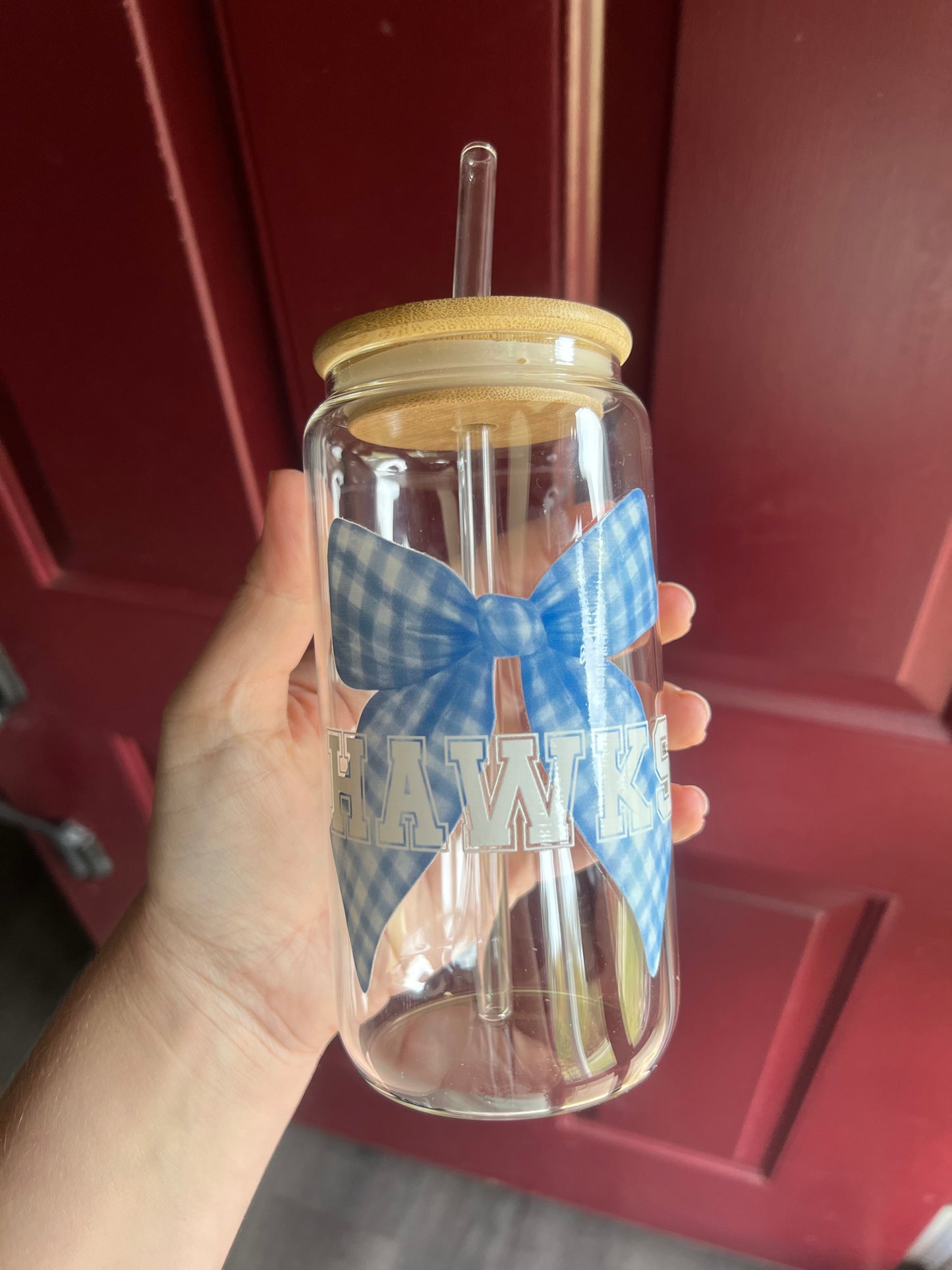 Coquette Bow Hawks Glass Can (18.7 oz)