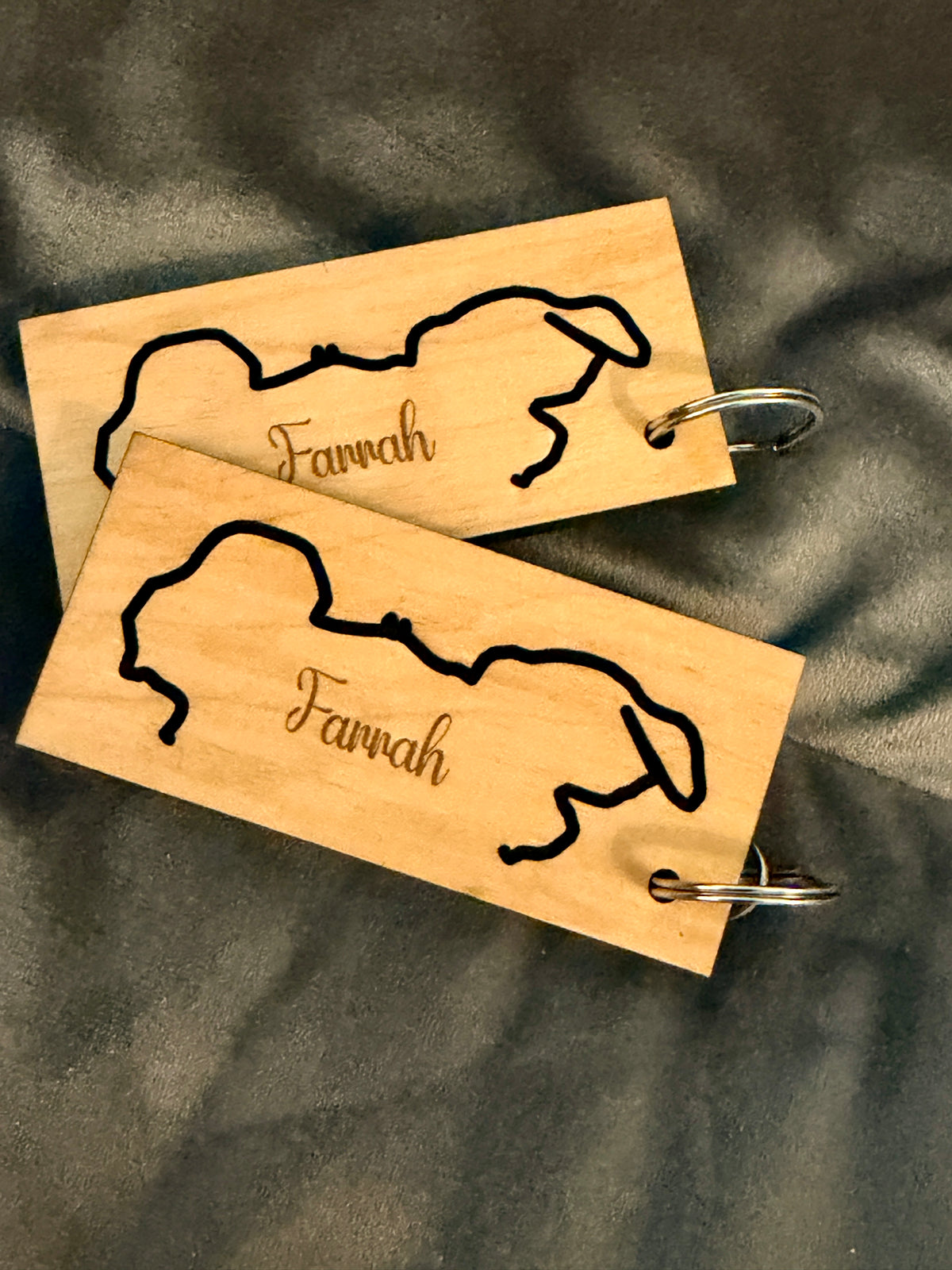 Personalized Pet Outline Keychain, Custom Wood Pet Memorial Gift
