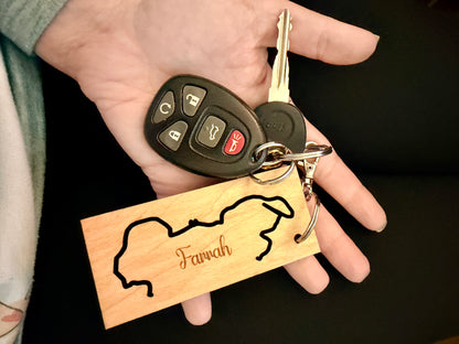 Personalized Pet Outline Keychain, Custom Wood Pet Memorial Gift