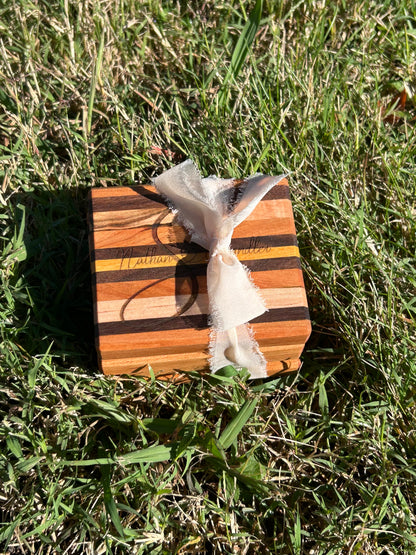 Handmade Hardwood Coaster Set, Customizable & Ready for Engraving