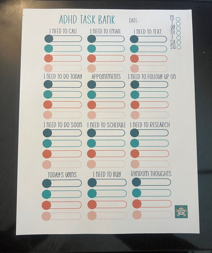 The ADHD Task Bank Notepad | 50-Page Brain Dump Organizer