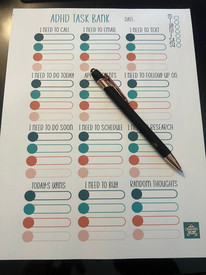 The ADHD Task Bank Notepad | 50-Page Brain Dump Organizer