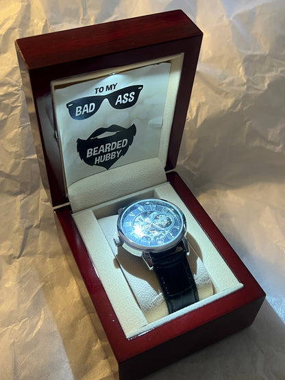 To My Bad Ass Bearded Hubby - Men's Openwork Watch