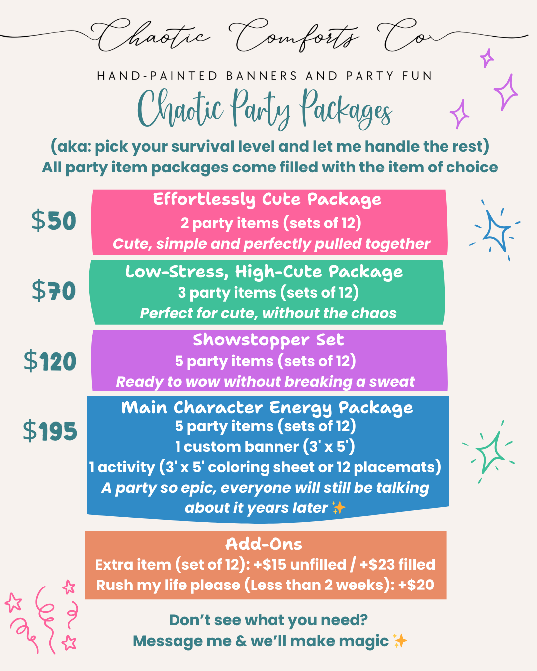Custom Party Favors & Supplies, Sets of 12
