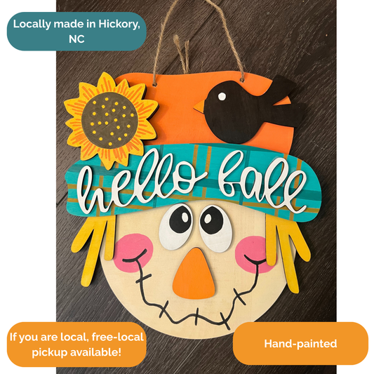 Hello Fall Scarecrow Door Hanger