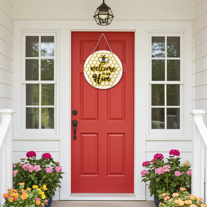 Welcome To Our Hive Bee Door Decor
